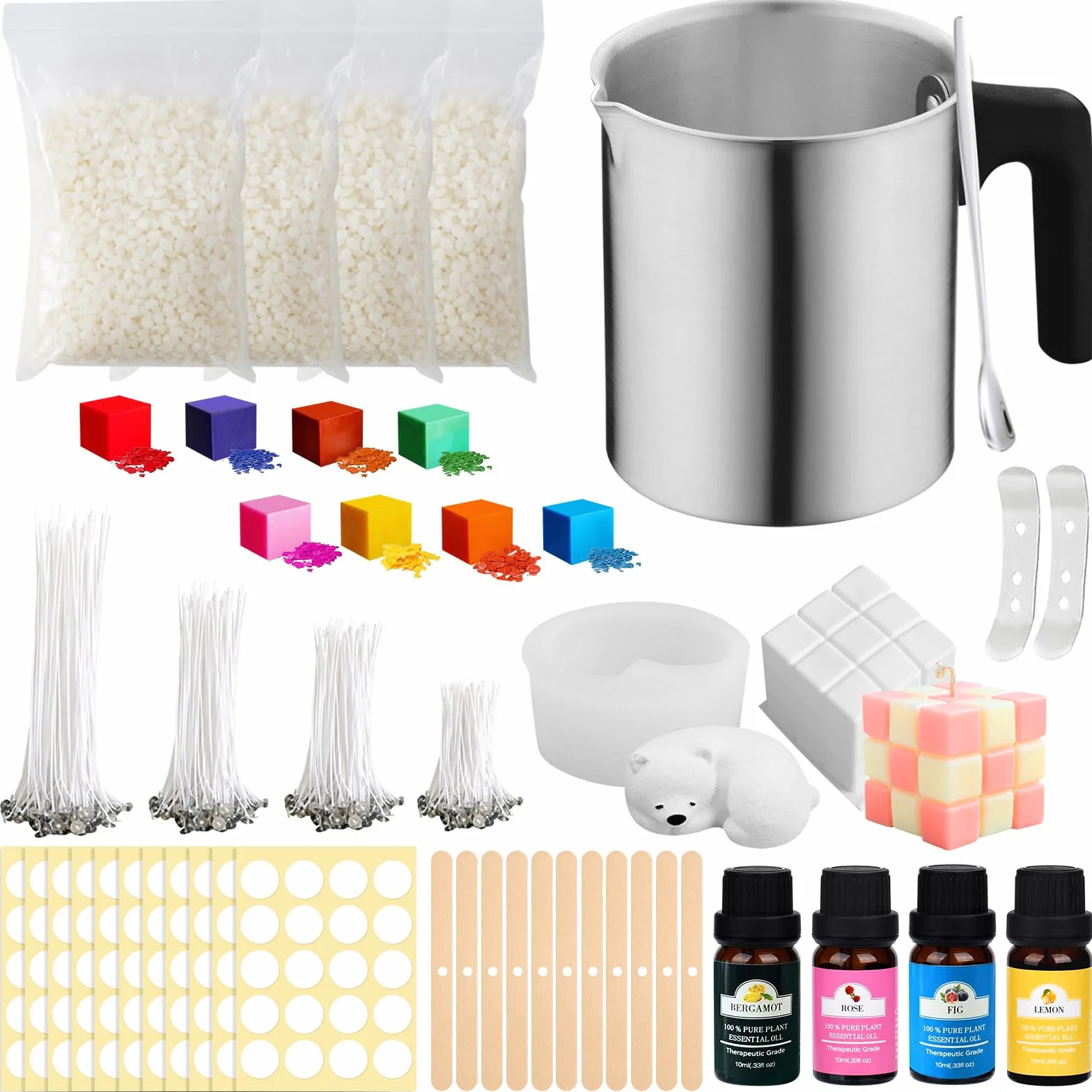 SAMISO Kit de Fabricación de Velas Perfumadas,Kit de Fabricación para Velas,1 Olla para Derretir Cera para Velas,Kit Completo de Fabricación de Velas para Adultos y Principiantes