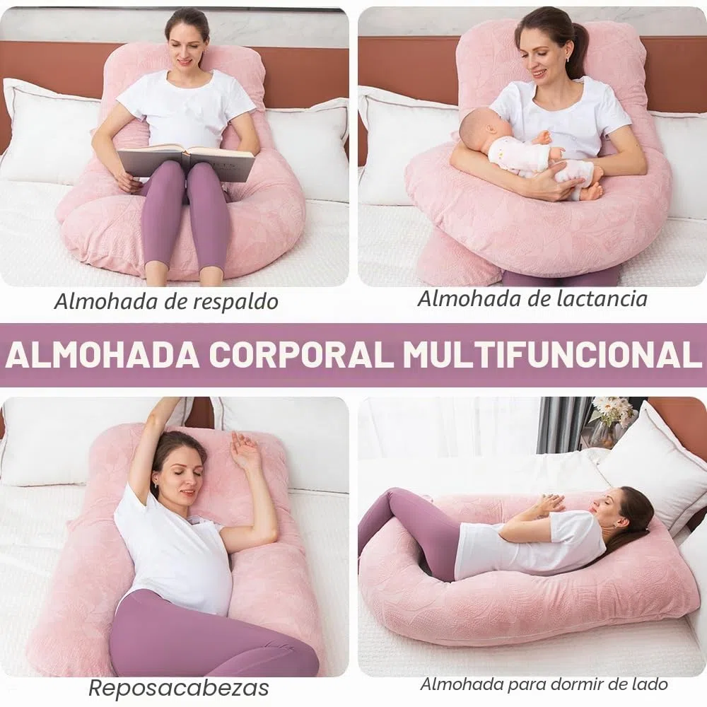 Almohada de maternidad de espuma viscoelástica triturada para dormir, almohada de maternidad para mujeres embarazadas, soporte abdominal, cuerpo entero en forma de U (espuma viscoelástica
