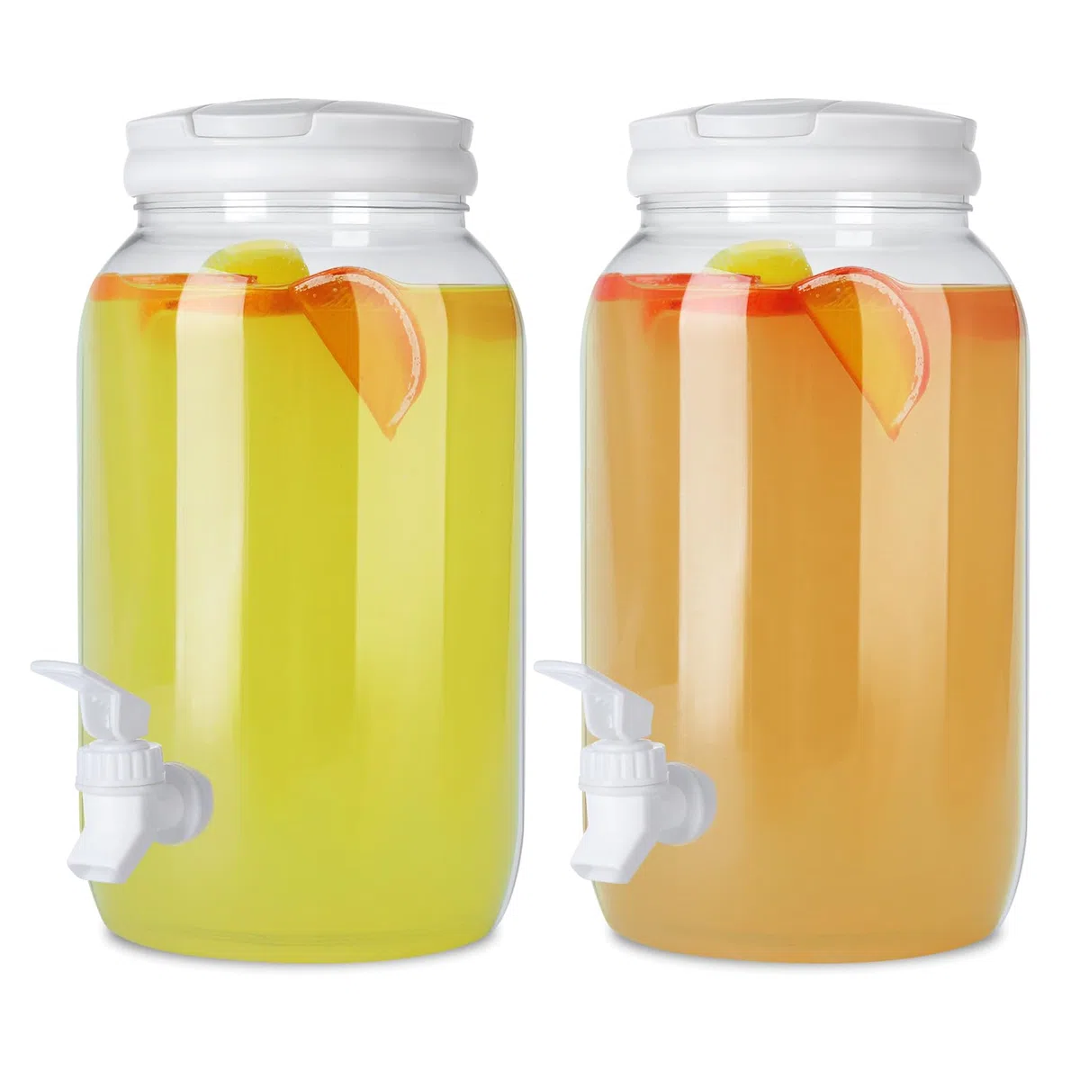 Dispensador de bebidas de plástico con grifo, juego de 2 unidades de agua fría 3 L con grifo, mango y tapón de rosca, para cócteles y bebidas infundidas, ideal para barbacoas, fiestas y ma