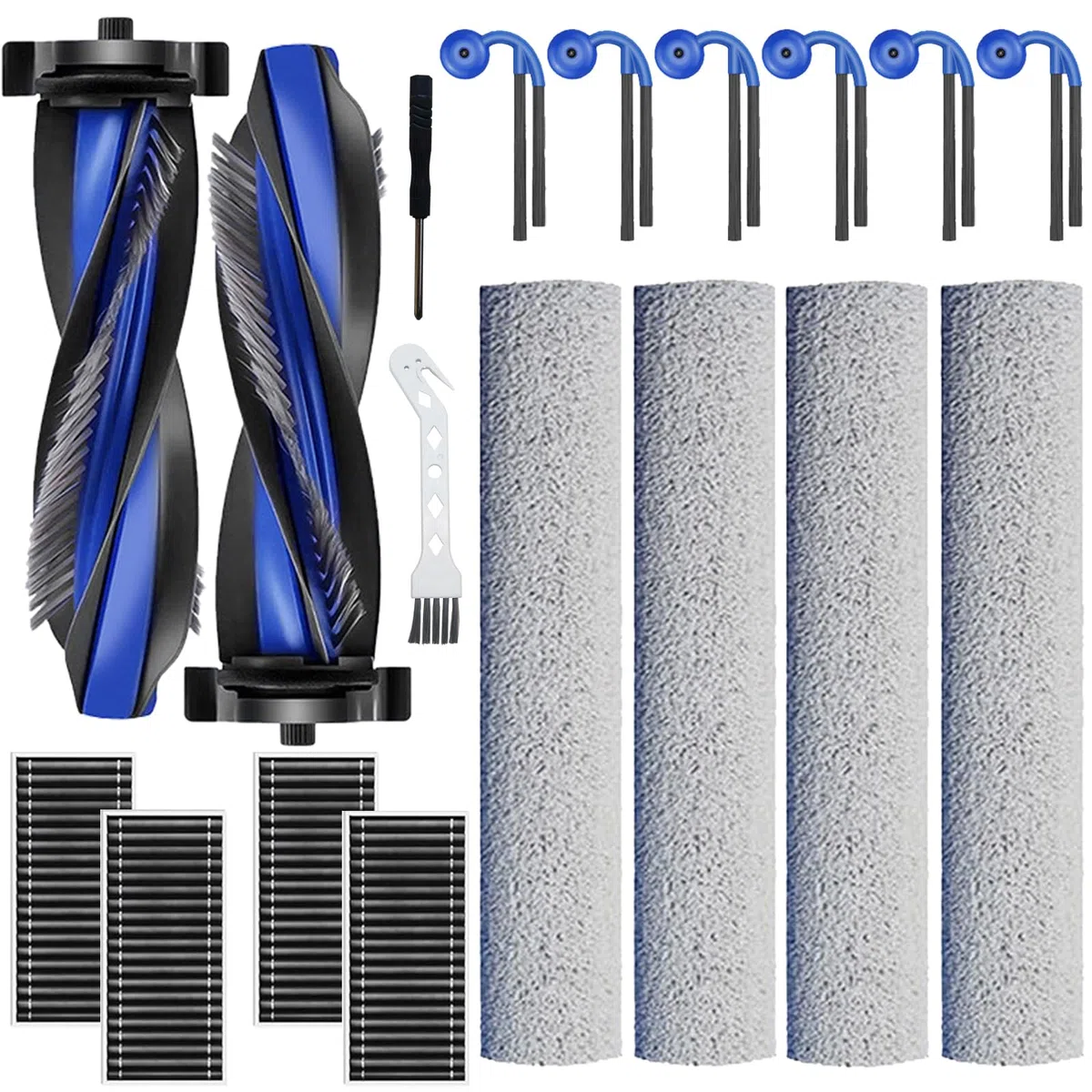 Paquete de 18 accesorios para 2 cepillos principales, 4 rollos de fregona, 4 filtros HEPA compatibles con aspiradora Yeedi M16