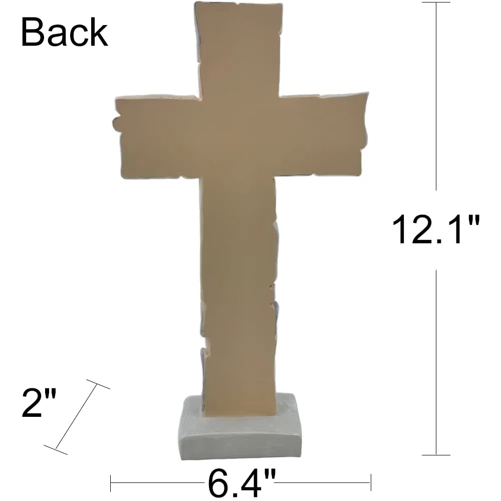 Escultura de cruz con palabras cristianas y refranes crucigramas mesa inspiradora cruz para decoración del hogar, regalos cristianos