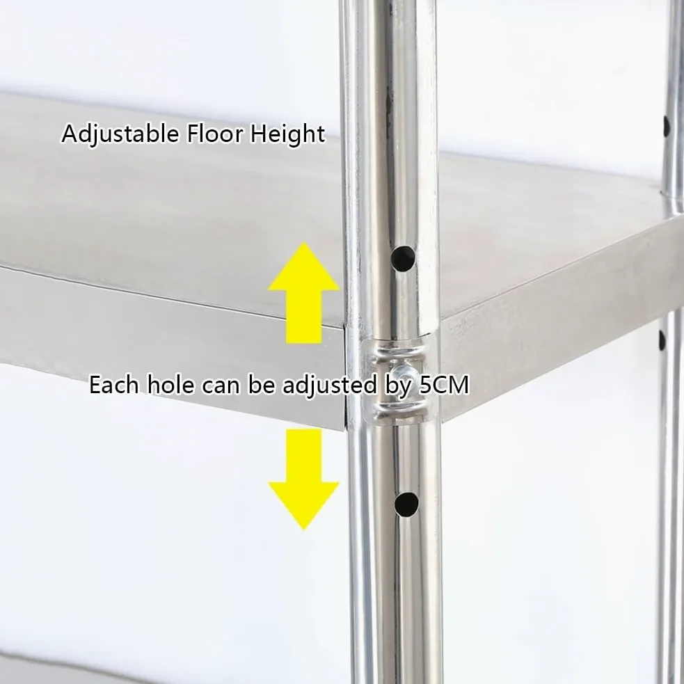 Estantes de acero inoxidable de 2/3 niveles, banco de trabajo portátil de metal y estante de pie para cocina y baño (70 x 30 x 60 cm, 2 capas) - Solución de almacenamiento duradera