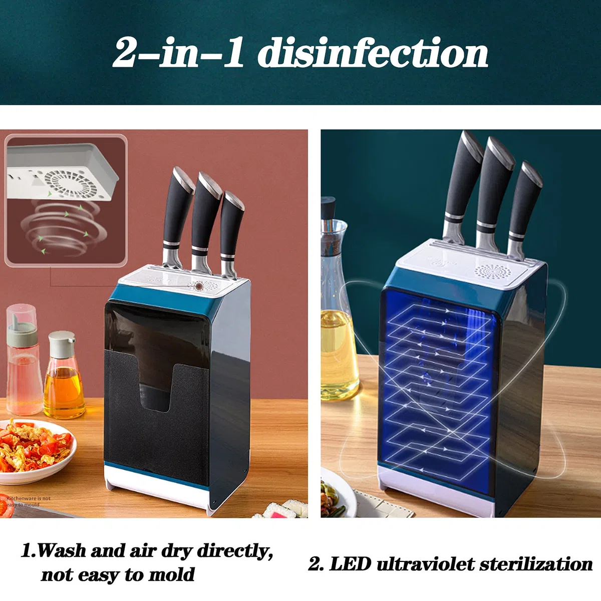 CGF- Portacuchillos sin Cuchillos, máquina de Palillos de Tenedor de desinfección, irradiación Ultravioleta UV, Secado con Aire Caliente, Ahorro de Espacio Seguro, Desmontable para una fácil Limpieza