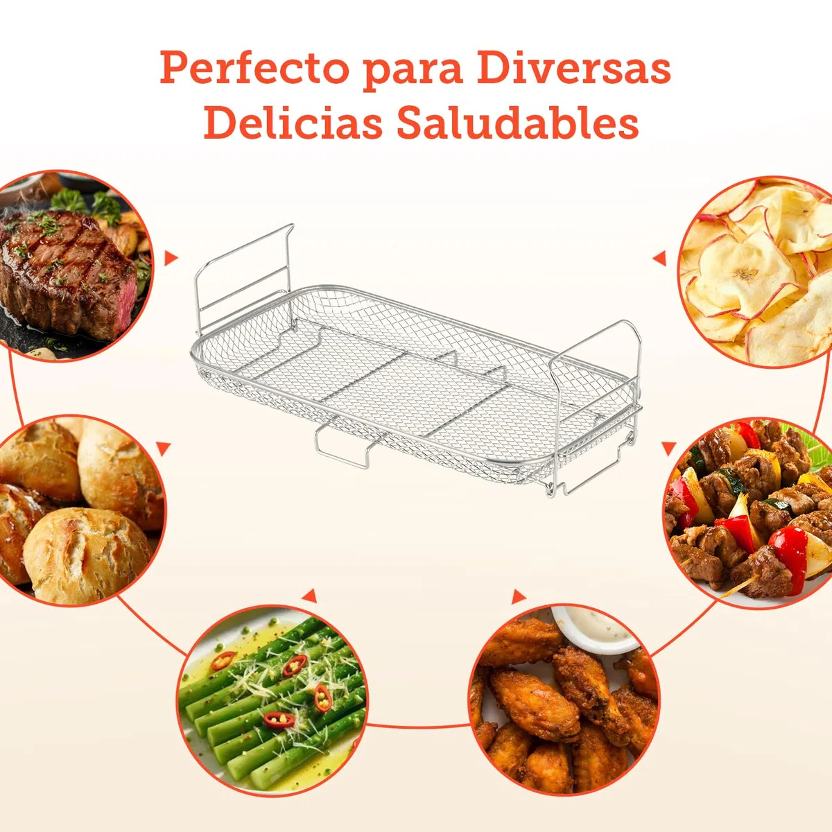 Cosori Cesta de Rejilla para Freidora de Aire Horno TwinFry, Accesorio de cocina para Hornear y Asar, Bandeja de acero Inoxidable, Parrilla Antiadherente, Fácil de limpiar