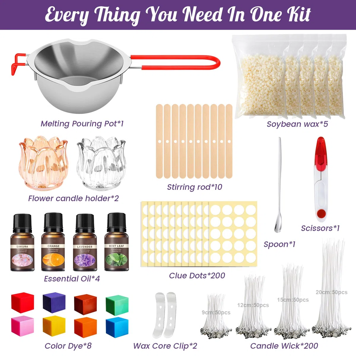 UCAMP Kit de Fabricación para Velas,Kit de Fabricación de Velas,Kit para Hacer Velas,Erramienta para Velas de Bricolaje,Kit Completo de Fabricación de Velas para Adultos y Principiantes