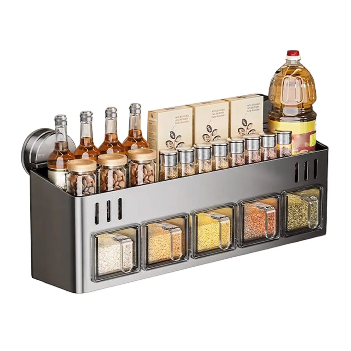 Generisch Organizador de especias, botes de especias con , soporte de pared para vasos, botellas, cocina, especias, sin taladrar, para mostrador de almacenamiento, encimera