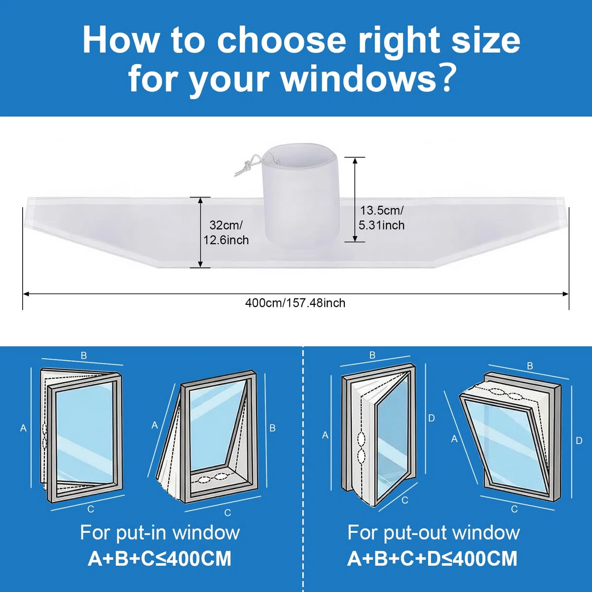 Junta de Ventana Portátil para Aires Acondicionados, 400cm Sello de Ventana Universal con Dos Cuerdas Fijas, Kit de Sellado para Aire Acondicionado Parada de Aire Caliente, Fácil Instalación