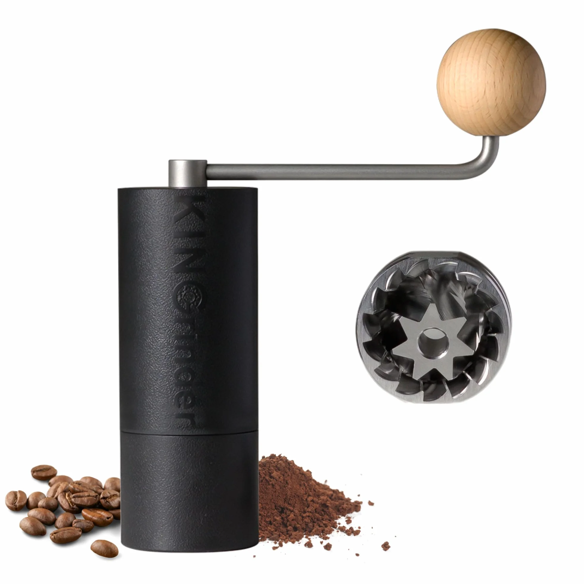 KINGrinder P2 molinillo café manual ligero ABS muela inox | Compatible con ajustes de molienda para métodos como pour-over, prensa francesa y AeroPress