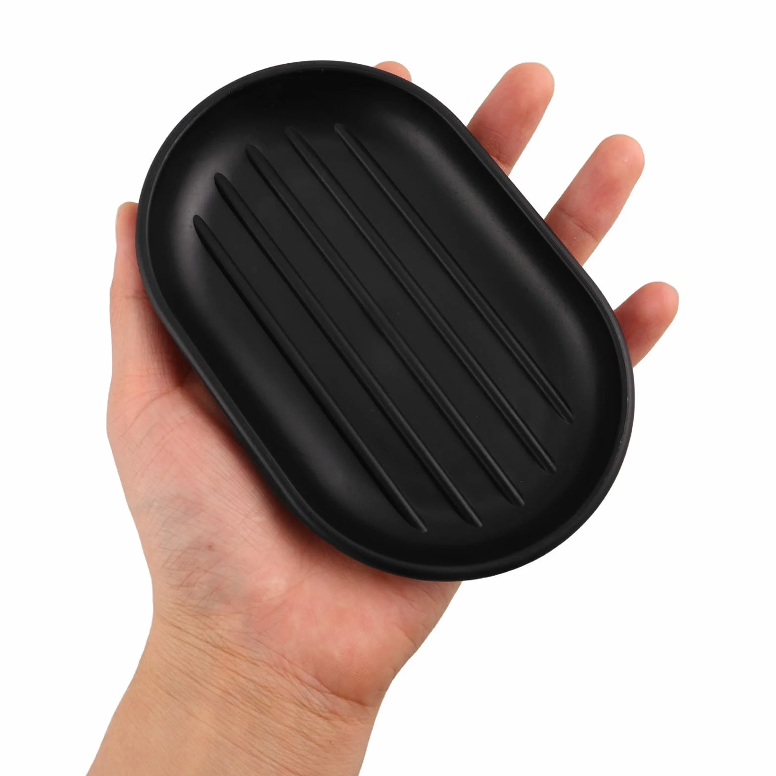 GANAZONO Set de Accesorios de Baño Negro de 6 Piezas con Dispensador de Jabón, Porta Cepillos Dentales, Escobillero y Papelera, Resistente Humedad y Fácil de Limpiar para Baño