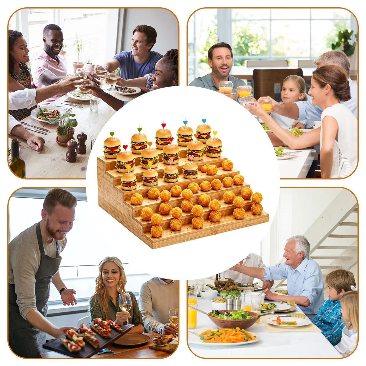 Tabla Para Brochetas De Comida Estante Servicio 6 Niveles | Soporte Pinchos Alimentos para Frutas, Aperitivos, Carne, , Catering, Barbacoa, Buffet y Bodas