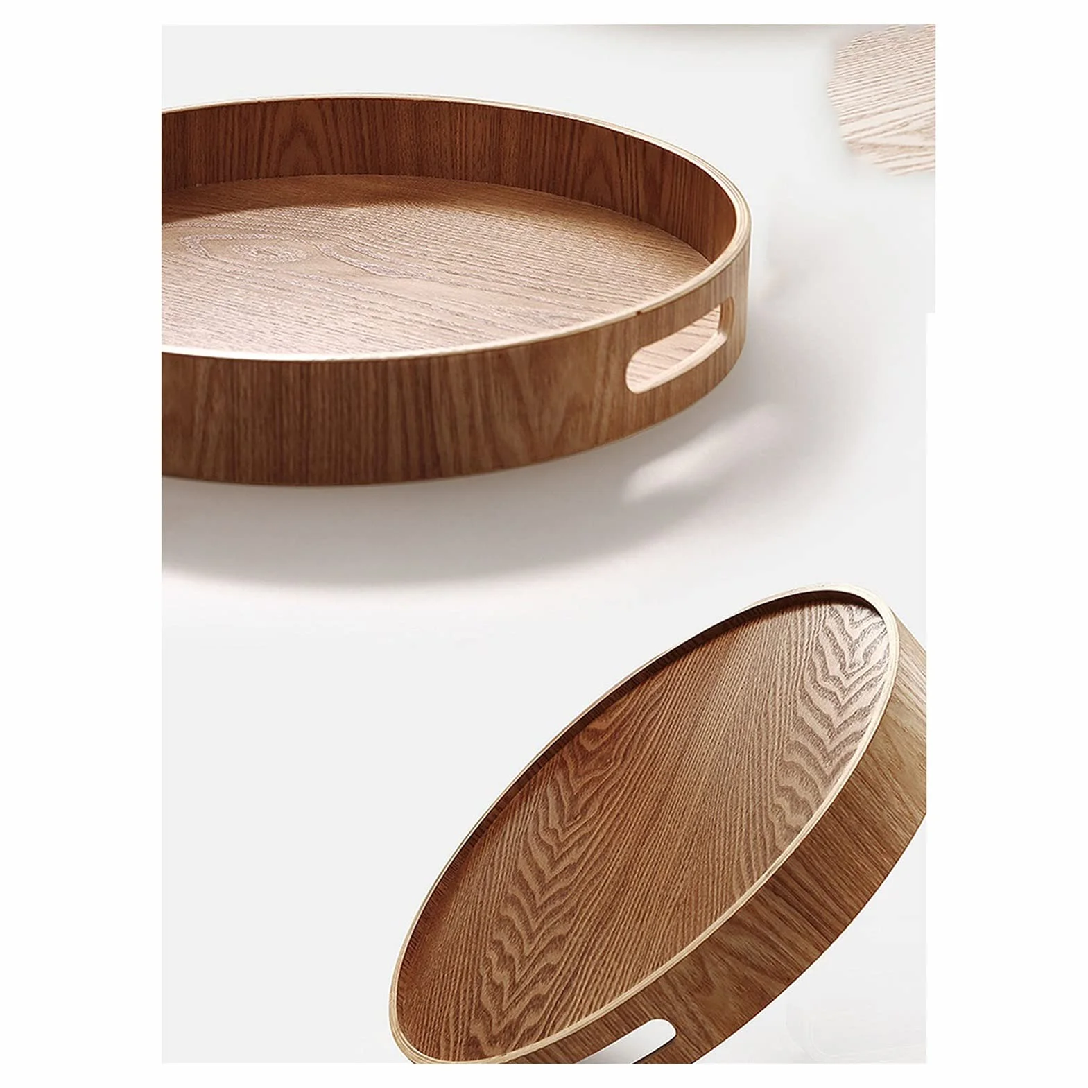 Bandeja Bandeja redonda de la bandeja de la comida de madera Tea Tea Coffee Bandeja de cena con asas de cena Sirviendo bandejas para té Frutas de café Fiestas Bandeja Antideslizante ( Size : Xl )
