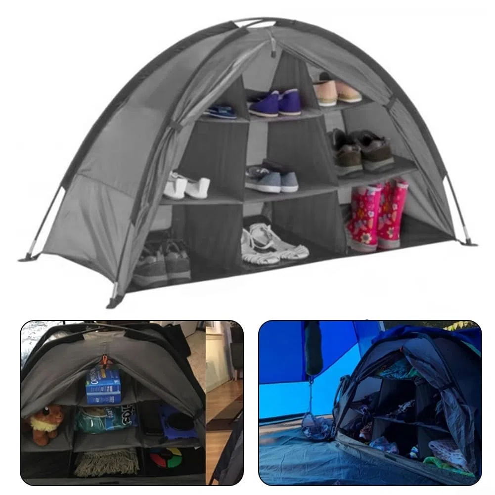 Solución de almacenamiento de 9 estantes para exteriores para zapatos y ropa, ligera e ideal para acampar y organización de caravanas