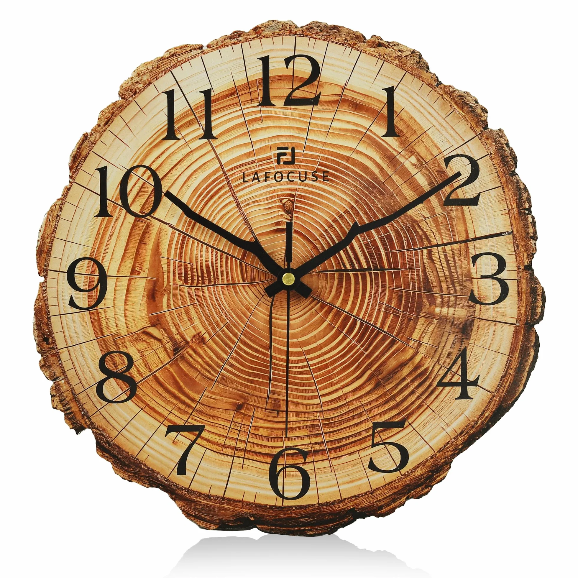 Lafocuse 30cm Anillo Anual Reloj de Pared Madera MDF, Silencioso Rustico Marrón, Vintage Retro Reloj Pared Decoracion sin Tictac para Salon Cocina Dormitorio Oficina