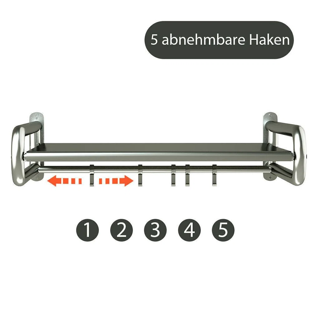 Estantería para microondas de acero inoxidable, soporte para horno y microondas, estante de cocina con gancho móvil