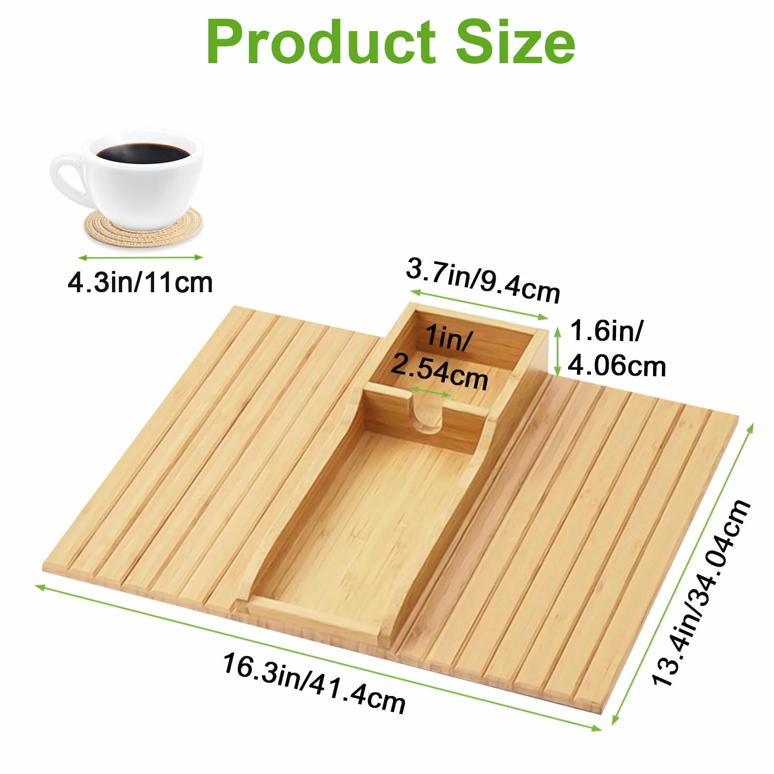 Bandeja de Brazo para Sofá con Alfombrillas para Tazas, Bandeja para Reposabrazos de Sofá Plegable, Mesa de Brazo de Sofás Bandejas de Sofás de Madera Antideslizante con Portavasos para Mando, Tazas