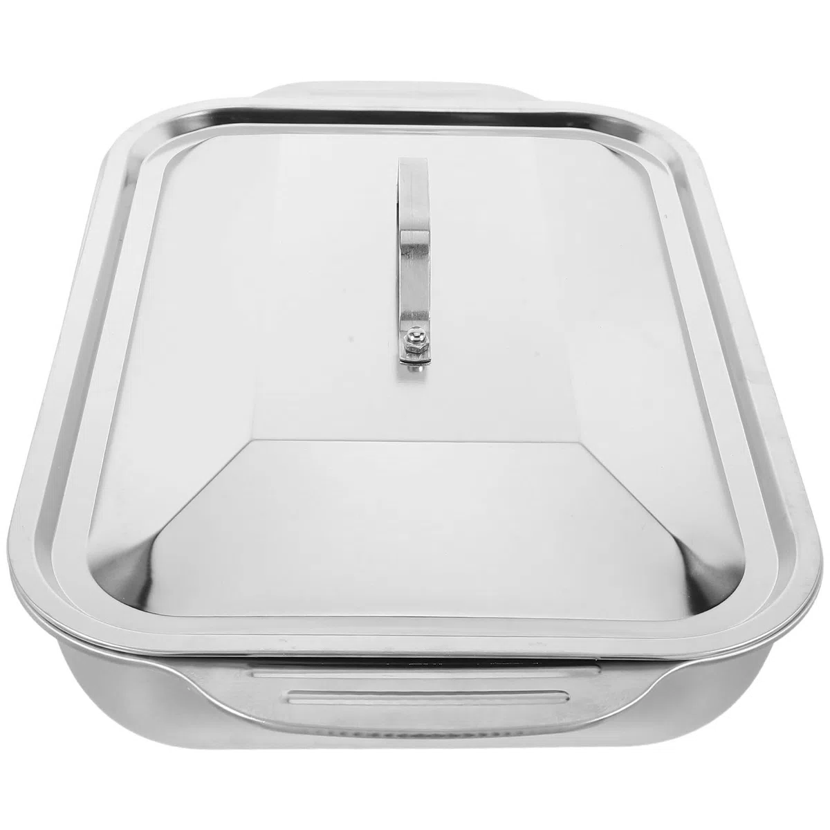 Bandeja para Asar Pescado y Carnes con Tapa de Acero Inoxidable Rectangular con Diseño Profundo Resistente para Reuniones Familiares y Hornear