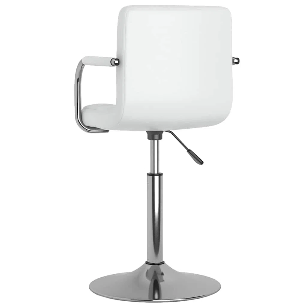 Juego de 2 sillas de comedor giratorias de piel sintética blanca con estructura de acero cromado, altura regulable mediante muelle de gas, giratorias de 360 grados para comedor