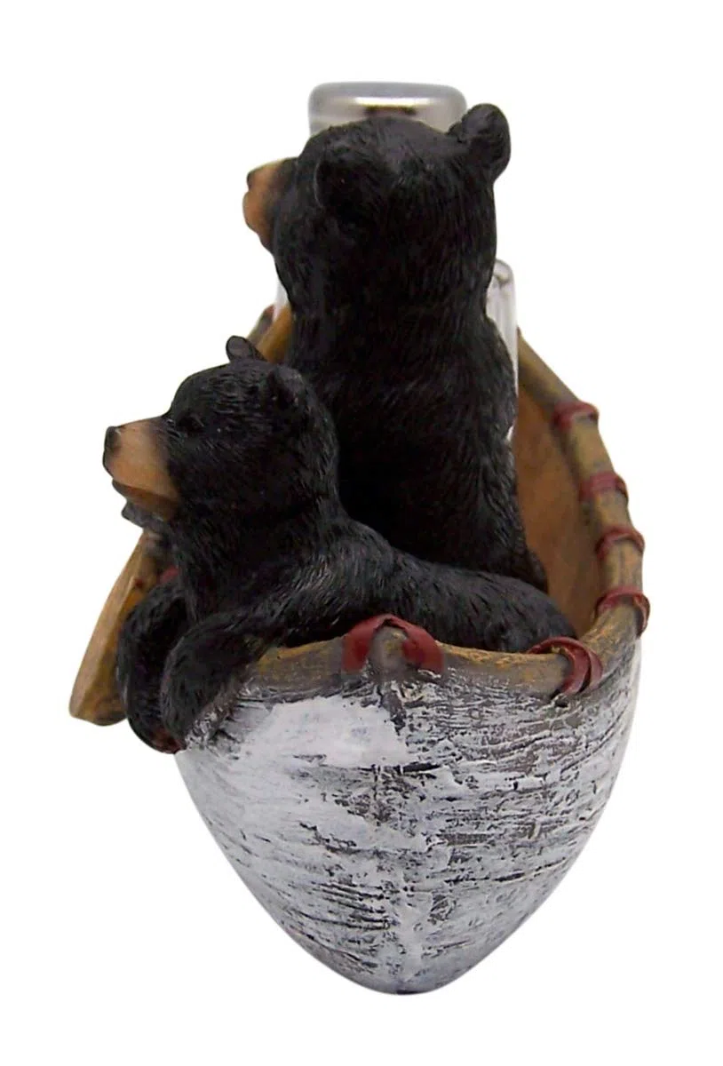 Juego de salero y pimentero con diseño de oso y cachorro en canoa (cocteleras incluidas)