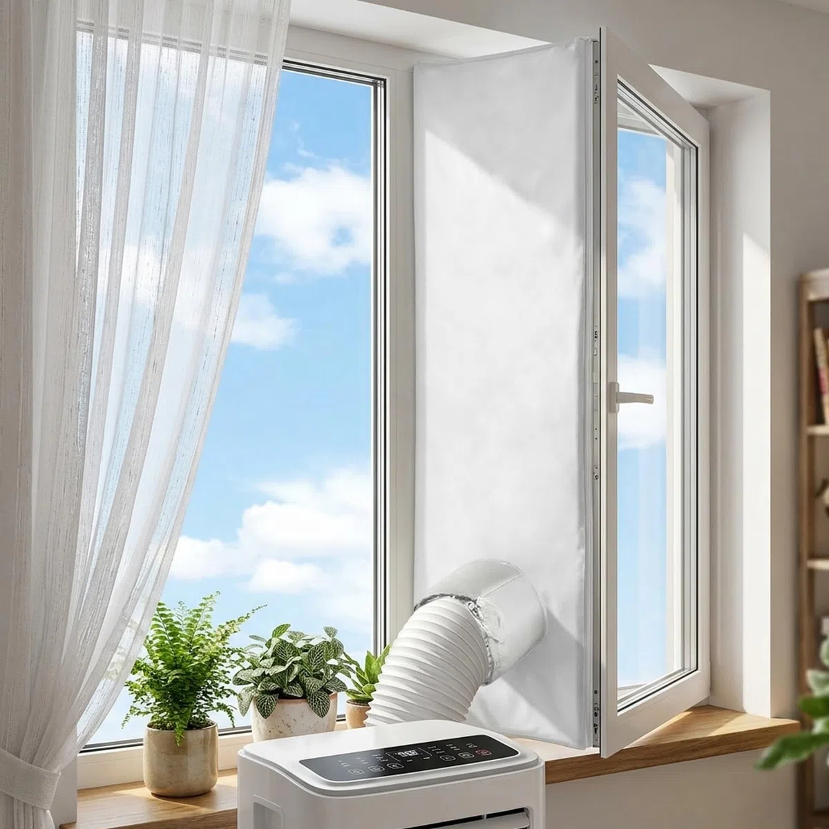 Qoosea Sello de Ventana para Aire Acondicionado, Portátil Universal Kit de Sellado de Ventanas Acondicionado Móvil y Secadoras, Impermeable y Resistente Kit Ventana Fácil Instalación (400CM)