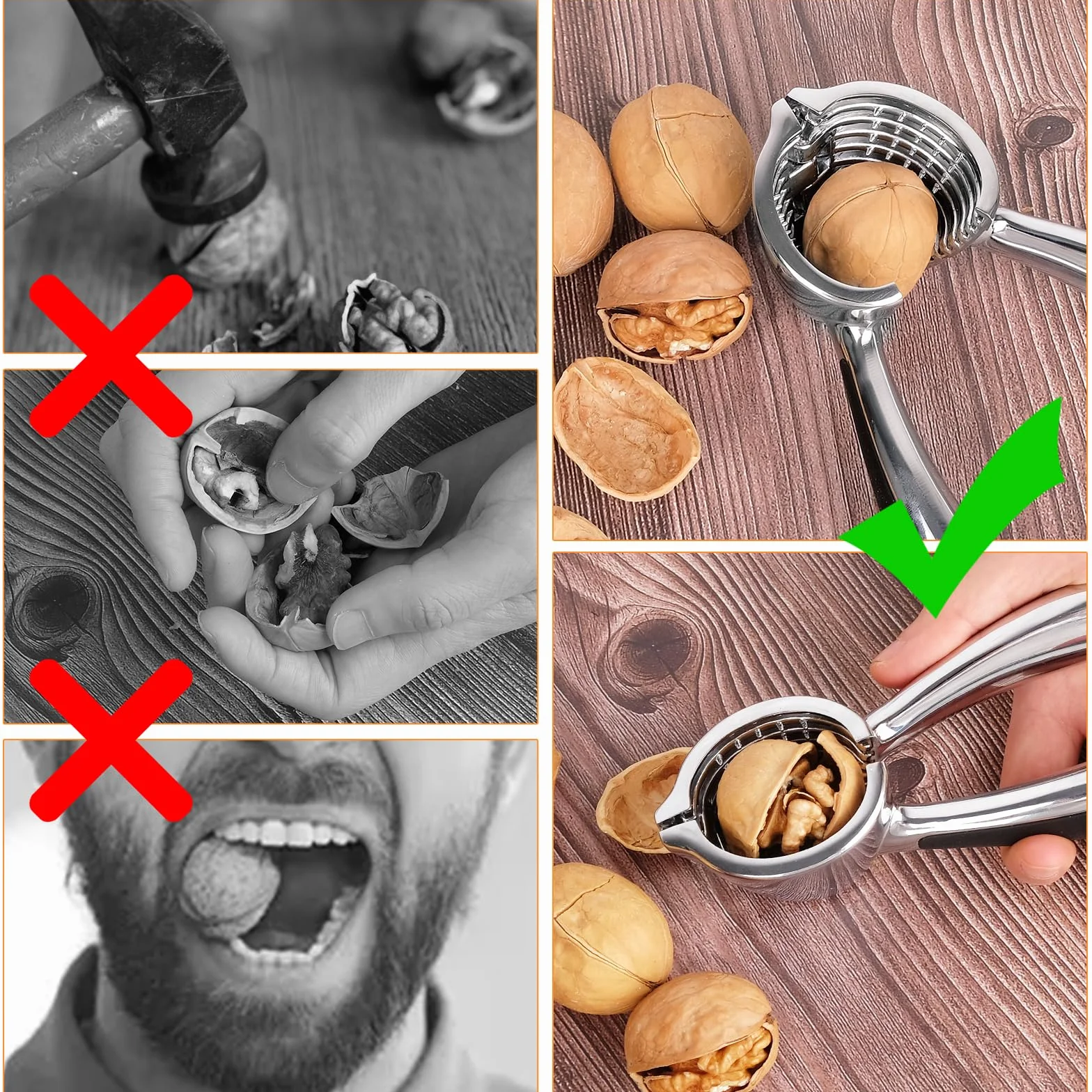 ChromLives Cascanueces de Metal Resistente - Clip y Alicates para Nueces, Almendras, Avellanas y Castañas - Accesorios de Cocina para Frutos Secos