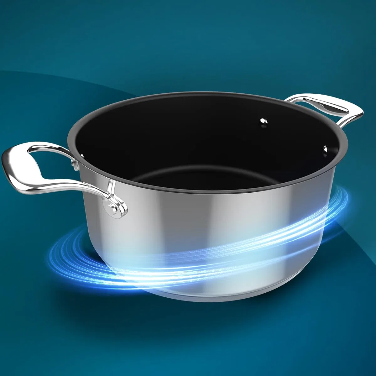 Cecotec Olla Polka Classy 24 Pot Steel. Diámetro 24 cm, Capacidad 4 L, Acero Inoxidable 18/10, Revestimiento Antiadherente, Asas Remachadas, Tapa de Cristal, Apta para todo tipo de Cocinas