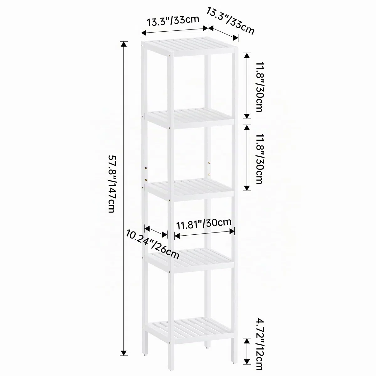 SMIBUY Estante de Almacenamiento para el baño, Organizador de estantes de bambú de 5 Niveles, Unidad de estantería Multifuncional para la Sala de Estar, el Dormitorio y la Cocina (Blanco)