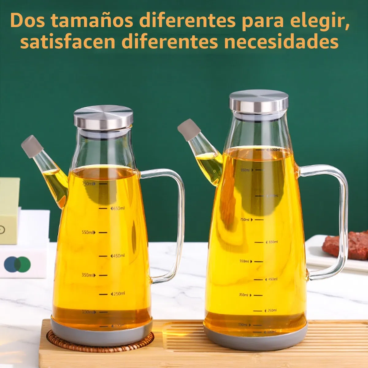 Botella Dispensador de Aceite,1L Antigoteo Cocina Aceitera Grande Vinagreras Botella Dispensadora Aceite,Rellenable Cristal Aceitera para Cocinar Oliva Aromatizadora Vinagre