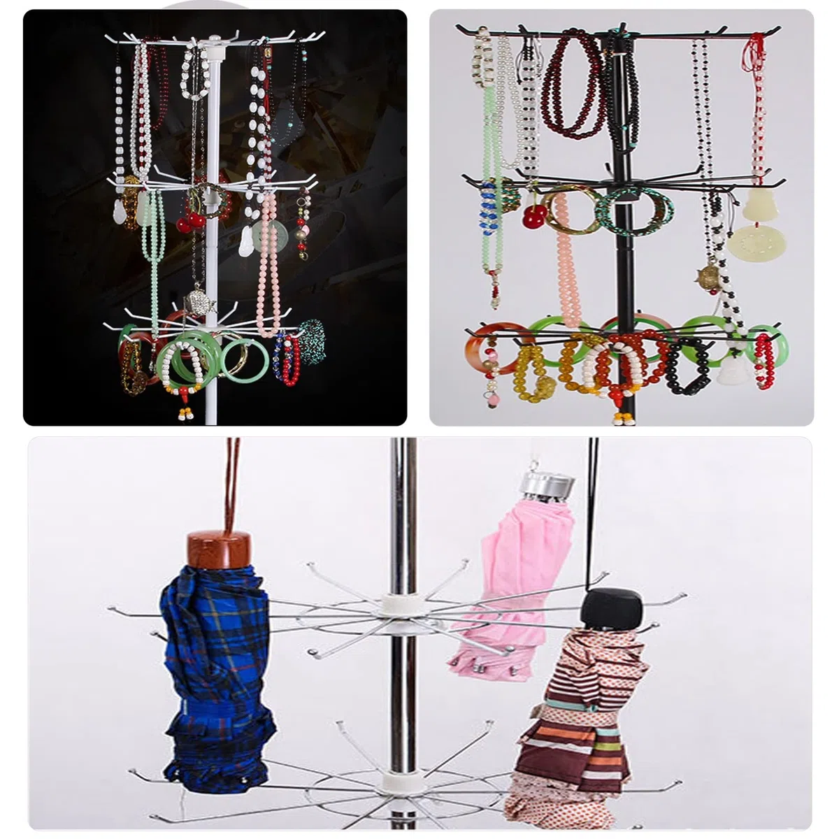 Soporte de Exhibición de Almacenamiento, Expositor de 7 pisos de Metal, Perchero Móvil Independiente para Artículos de Joyería y Accesorios en Tiendas Minoristas y Supermercados (Blanco, 7T)
