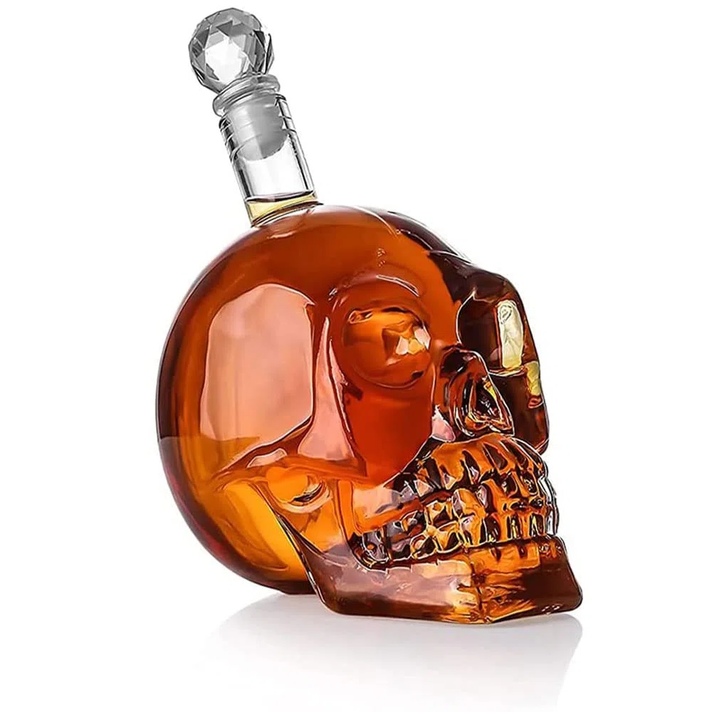 550 ml Decantador Whisky, Calavera Decantador Licor, Decantador De Cráneo, Decantador De Whisky De Vidrio, Jarra De Whisky Frasco, Vasos Calavera Cristal, Para Whisky, Vino y Licores