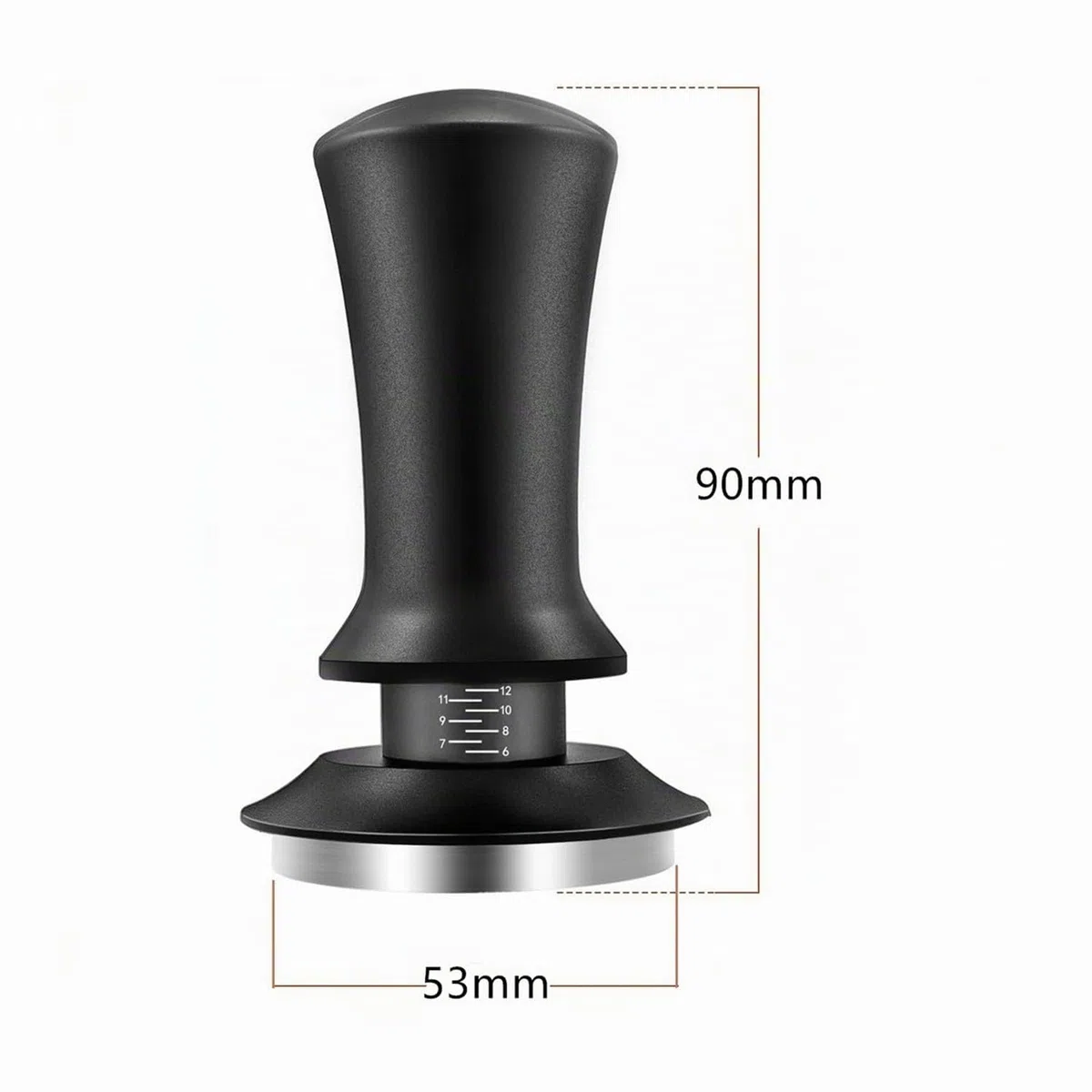 TRIXES Sprung - Prensador de café con alfombrilla – Tamper ajustable para espresso – Negro mate – Accesorio de preparación de café – Barista Essentials – Compatible con portafiltro de 54 mm