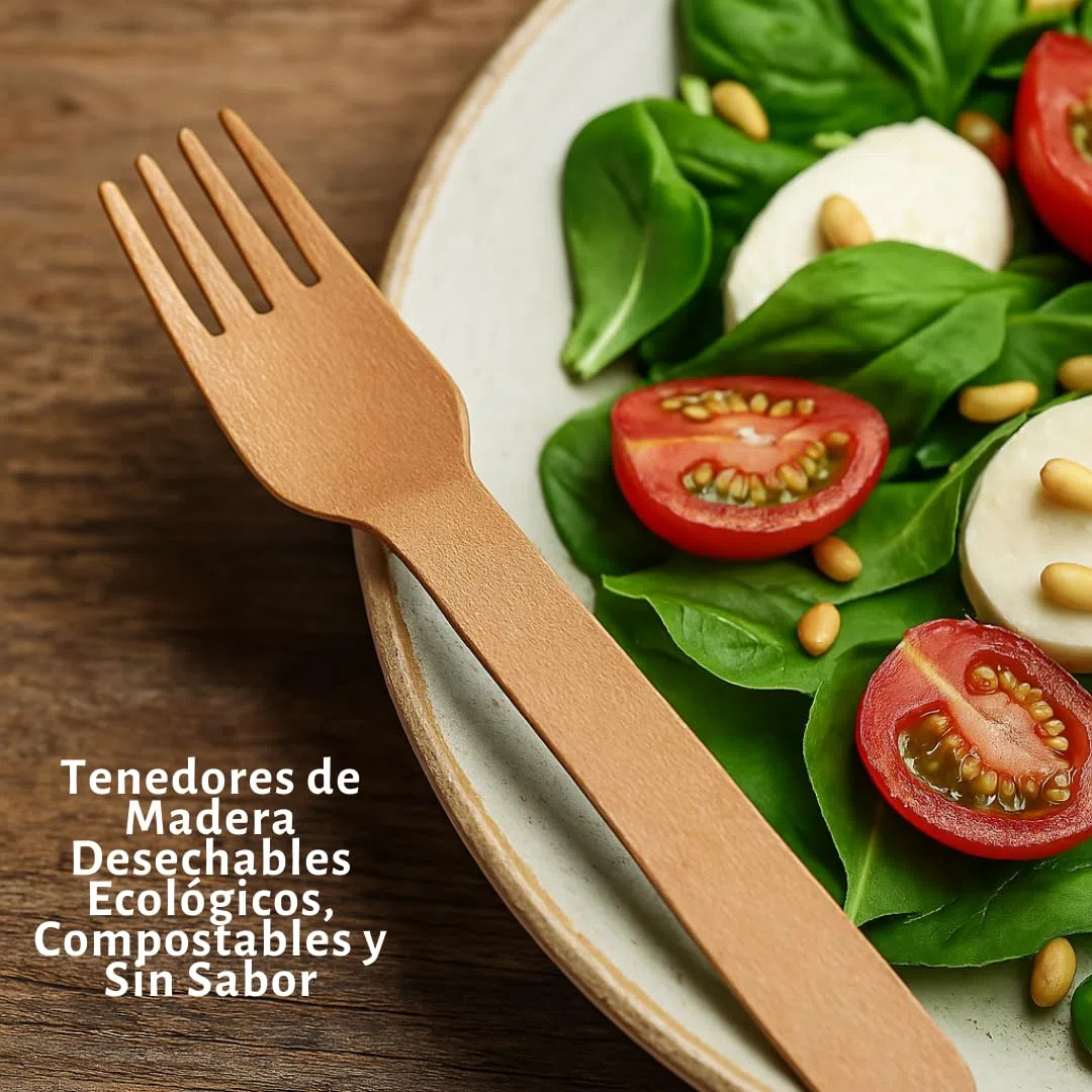 Tenedores de Madera Desechables 160 mm – Pack 500 Unidades | Cubiertos Ecológicos y Compostables | Sin Sabor | Tacto Suave | Ideales para Eventos, Catering y Para Llevar