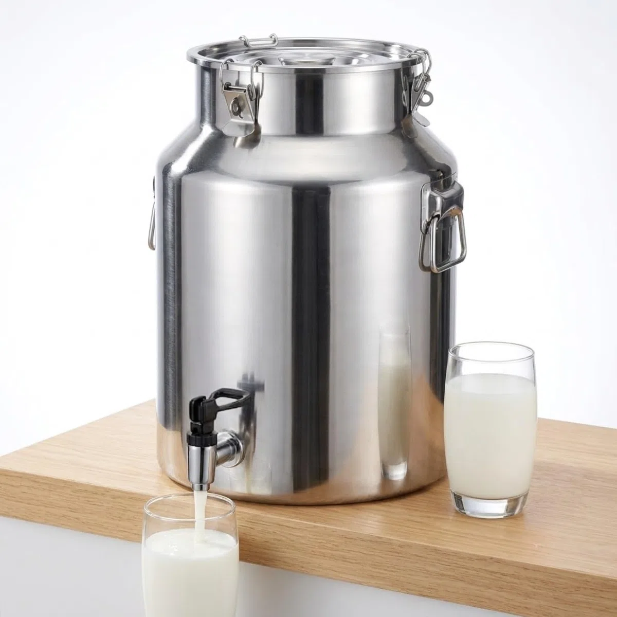 Jarra de Leche de Acero Inoxidable, 5-100L Cubo de Vino con Tapa Sellada | Lata de Leche para Líquidos y Sólidos, Jarra de Leches con Sello para Transportar o Almacenar(35L)