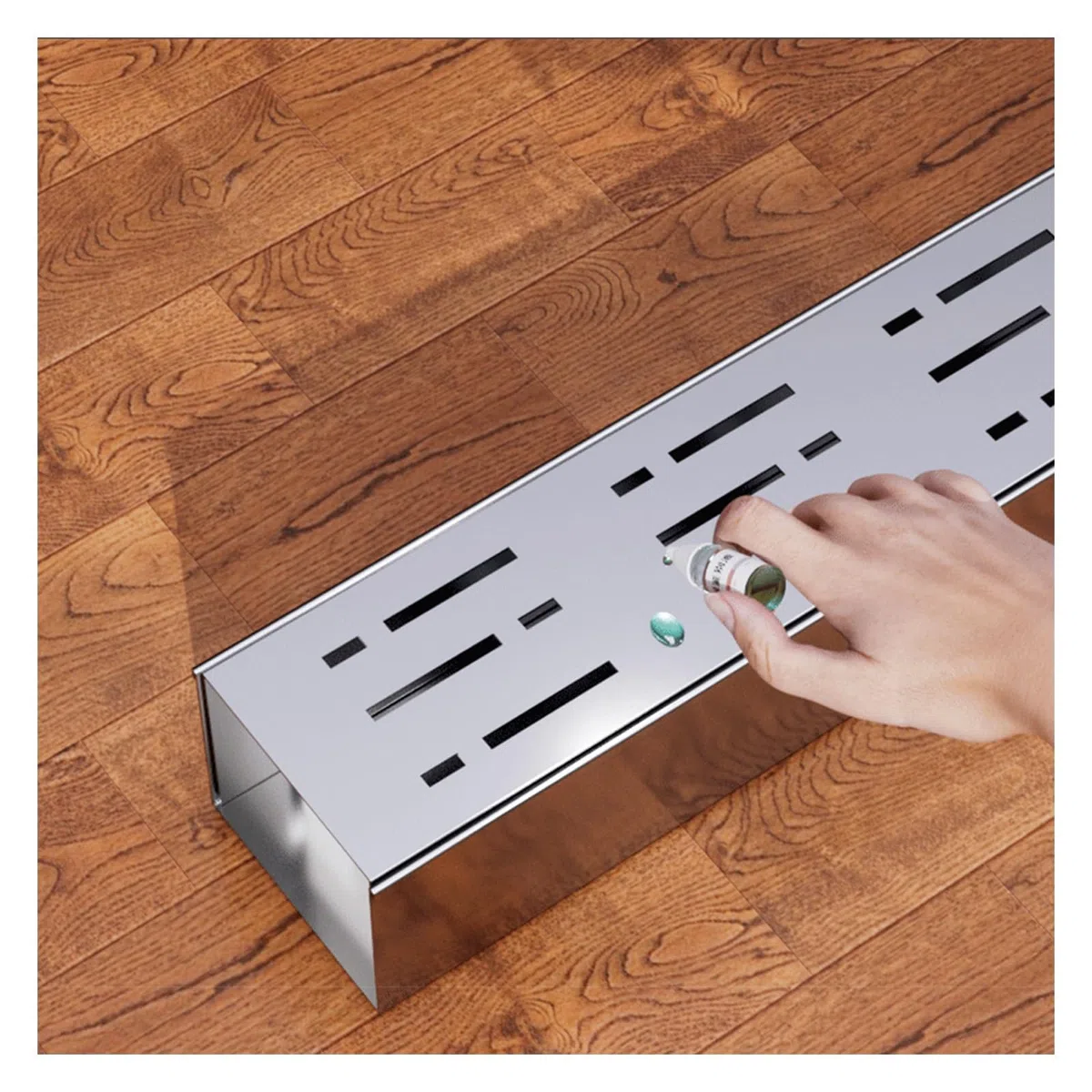 Canal de Drenaje de Acero Inoxidable 304 con Rejilla extraíble para Exteriores, Ideal para la gestión de Aguas pluviales en Balcones y Jardines. Altura: 3 x Ancho: 7 cm (1,18 x 2,75 Pulgadas