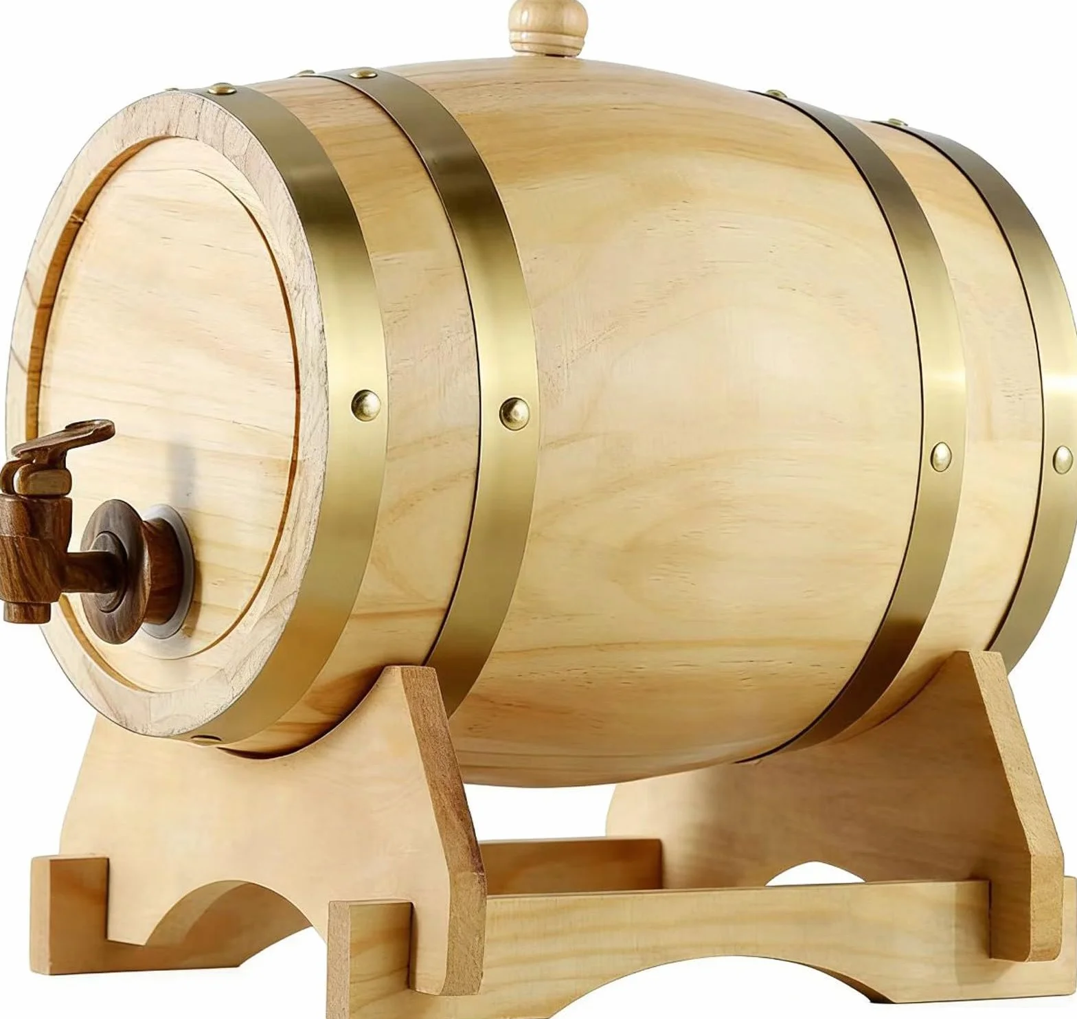 Barril de Vino de Madera Vintage de 5l/10l/15l/20l/30l/50l, Barriles con Soporte, Revestimiento de Papel de Aluminio, Ideal para Cueva de Hombre, Pub(F,10L)