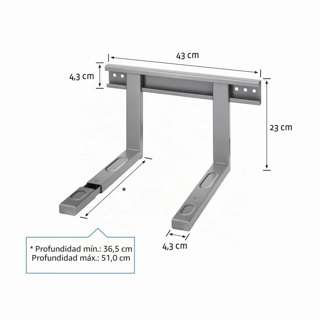 XAVAX | Soporte de pared para microondas y hornos grill, (Hasta 30 kg de carga máxima, Medidas ajustables, Montaje sencillo), Color Blanco