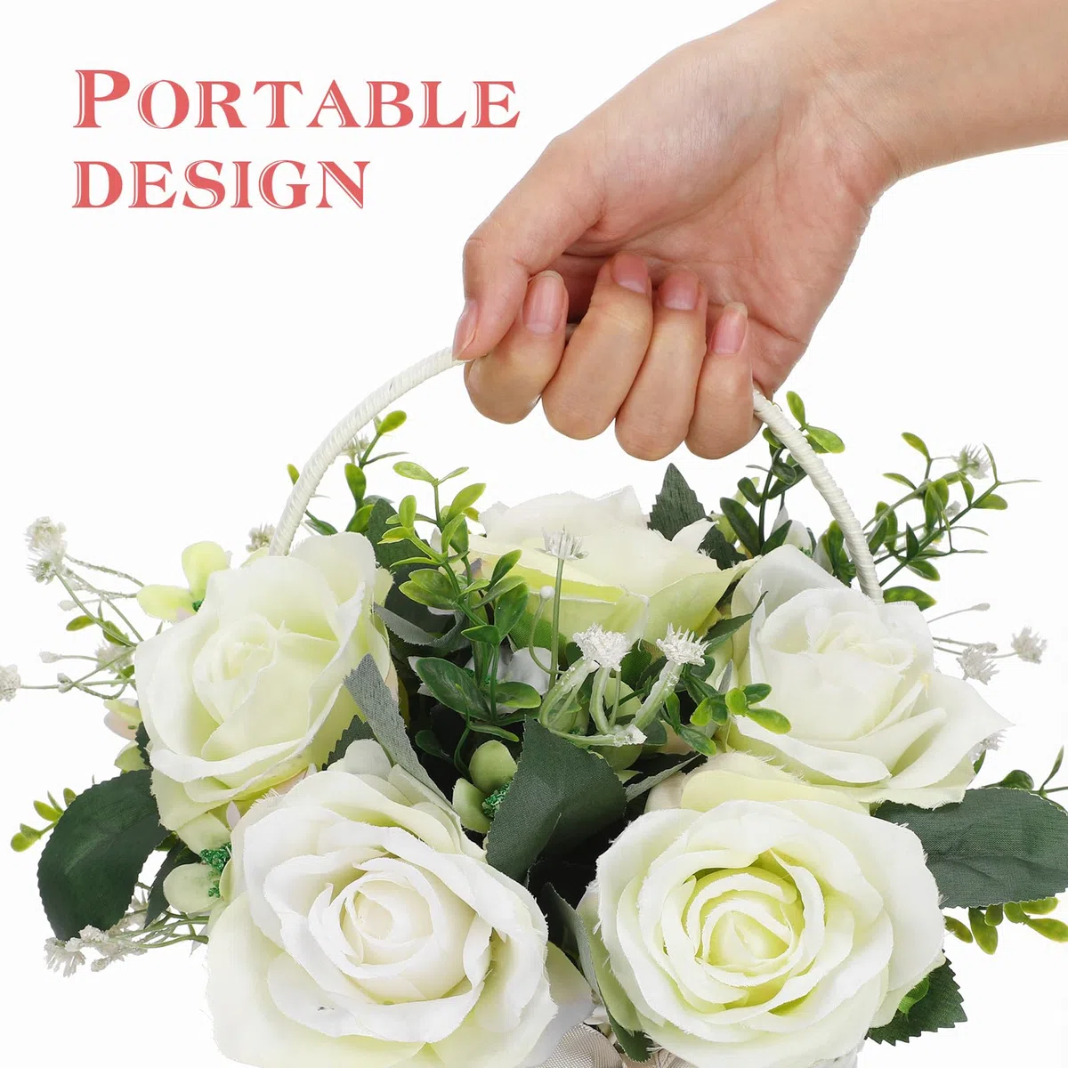 Amosfun Canasta De Flores Para Boda Hecha a Mano Con Mango Cesta De Mimbre Ligera Y PortáTil Para DecoracióN De Eventos Almacenamiento PráCtico Para Flores Y Dulces 8.26X7.08 Pulgadas