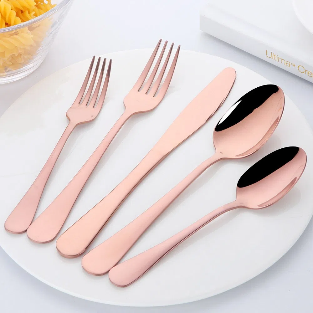 Buyer Star 20 piezas Cuberteria Servir para 4 personas, Cubiertos de acero inoxidable Reutilizable Vajilla para Fiesta de bodas Cocina Restaurante