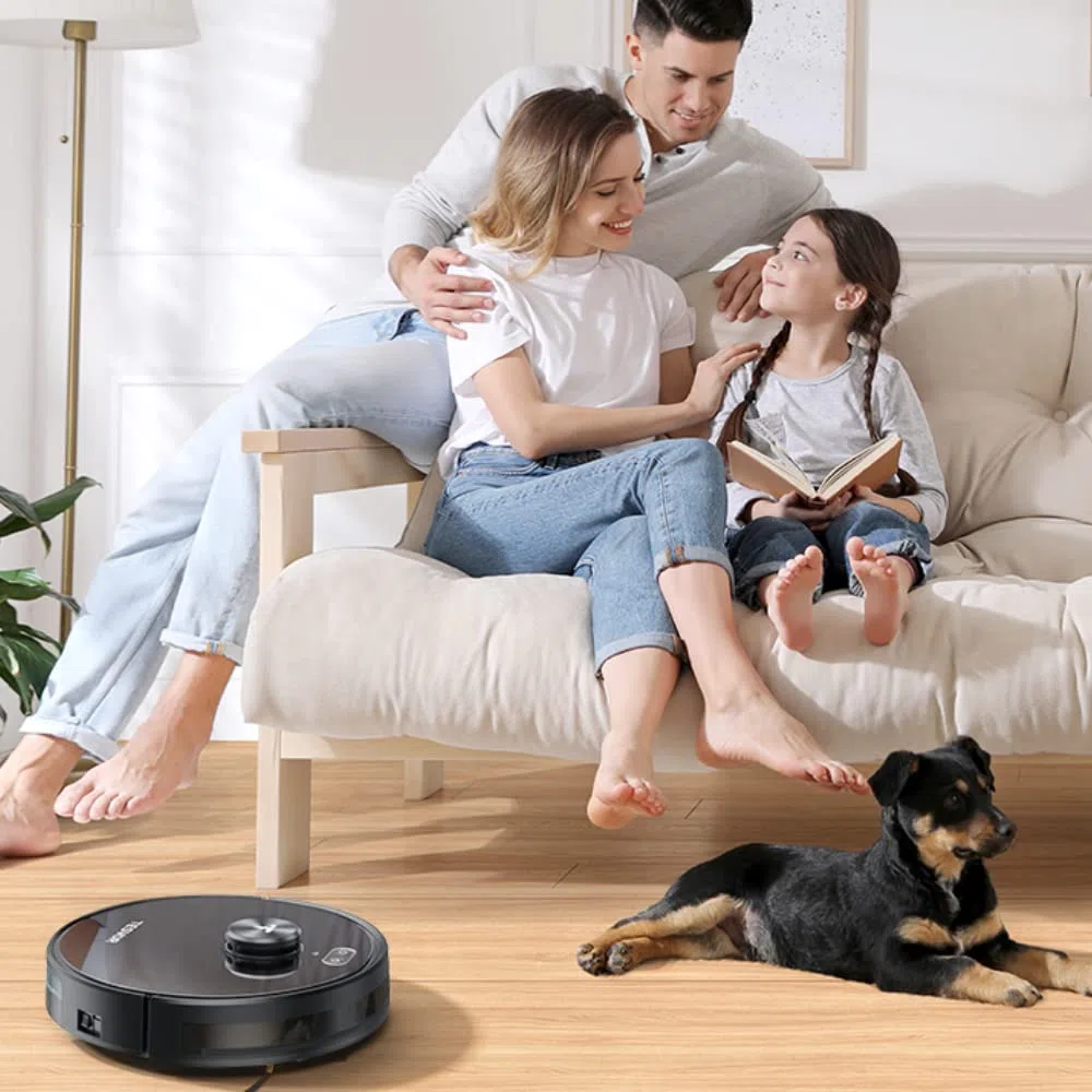 Robot aspirador Tesvor S4 con navegación láser LiDAR, creación de mapas precisos de habitaciones virtuales, 2200 Pa, duración de la batería de hasta 120 minutos, gris espacial
