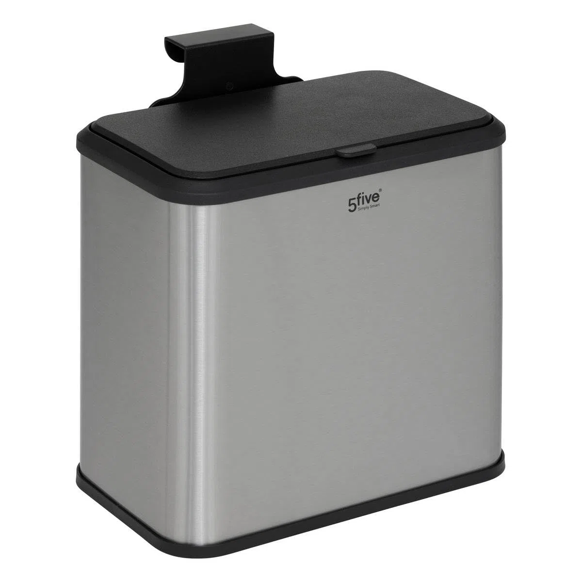 5five - Contenedor de compostaje de acero inoxidable de 5 l con gancho para colgar, doble apertura, cubo extraíble, revestimiento antihuellas, fácil limpieza