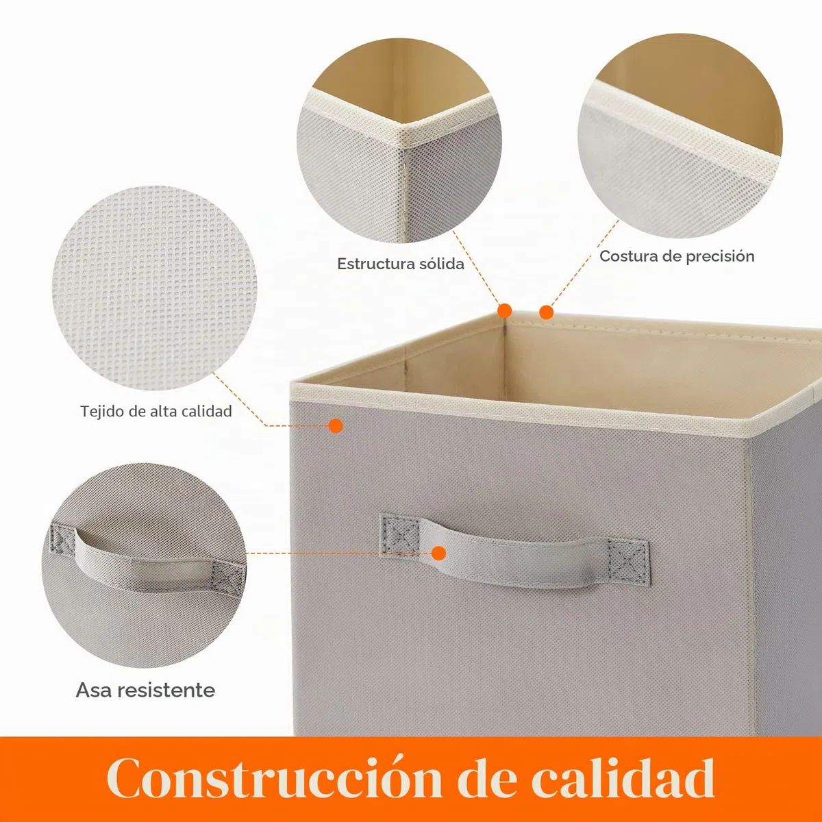 Lifewit Cubos de almacenamiento plegables, Cestas de Almacenamiento de Tela, Cajas de Almacenamiento con asas, Organizadores para ropa, Juguetes, 26,5 x 26,5 x 28 cm, 18 L, Juego de 6, Gris Claro