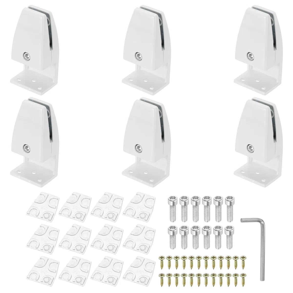 PATIKIL 6 Piezas de Clips de Separador de Escritorio Ajustables, Abrazaderas de Soporte de Protector contra Estornudos de Aluminio en Forma de L para Paneles de Privacidad, Blanco Mate