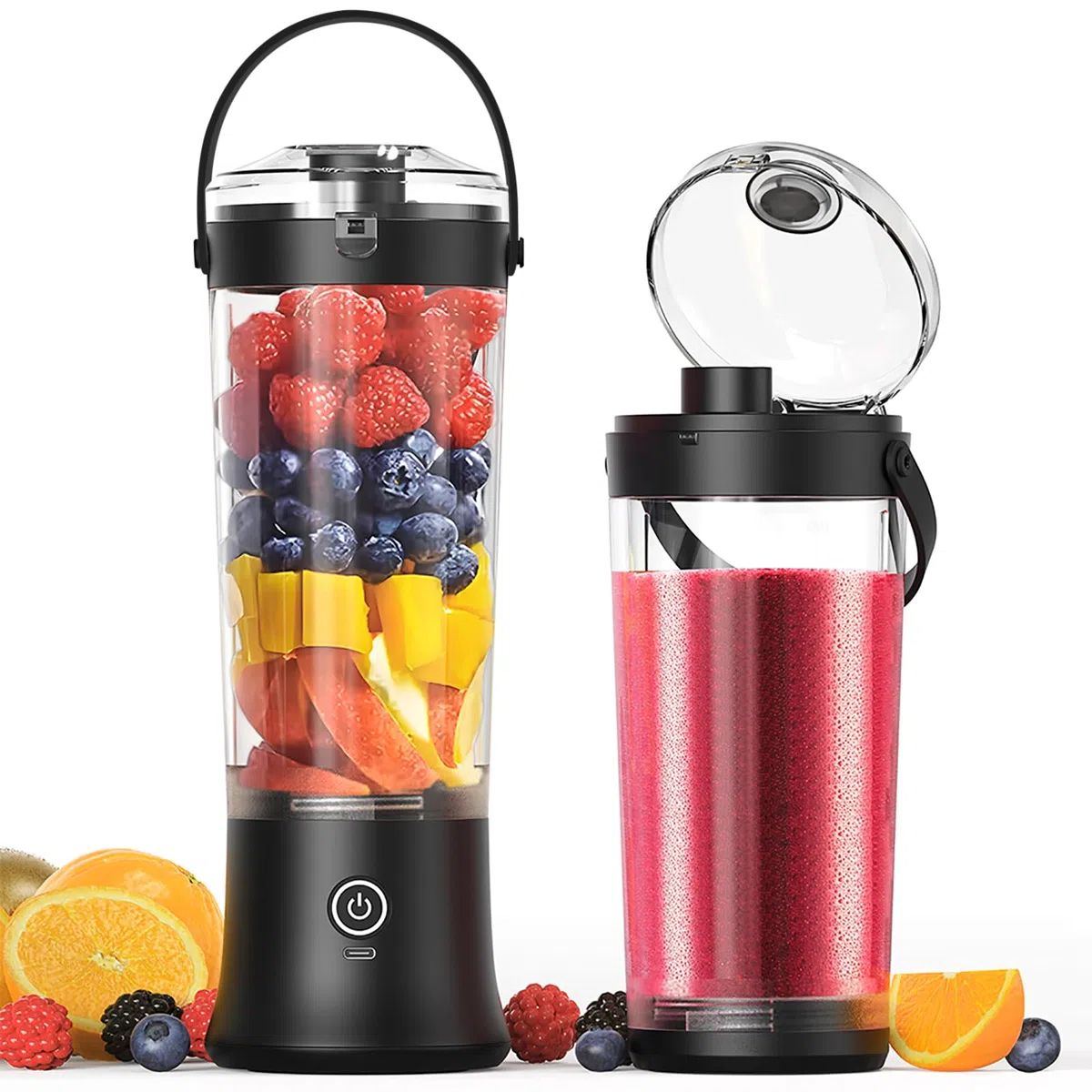 Licuadora portátil para batidos y smoothies,TOPESCT 500ml mini licuadora personal recargable por USB con 6 cuchillas ultra afiladas para viajes,oficina y deportes(Negro)