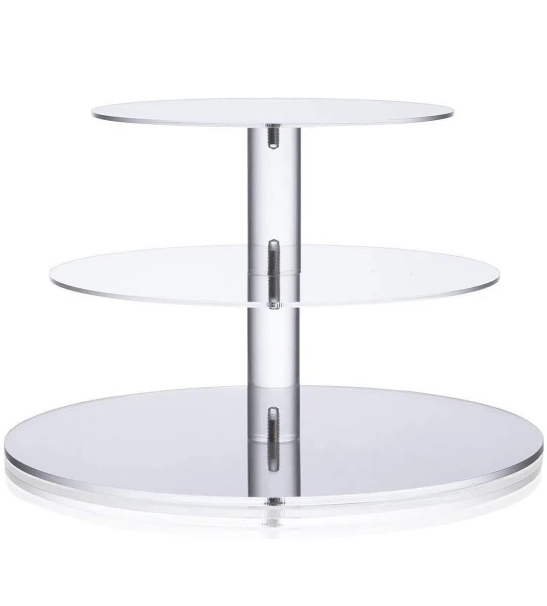 3 Pisos Soporte Cupcakes, Cupcake Stand Acrilico para Tarta, Muffins, Boda, Cumpleaños y Fiesta, Transparente Soporte para Tartas, Diámetro Redonda 10'' / 8'' / 6'', 4 mm Espesor Acrílico