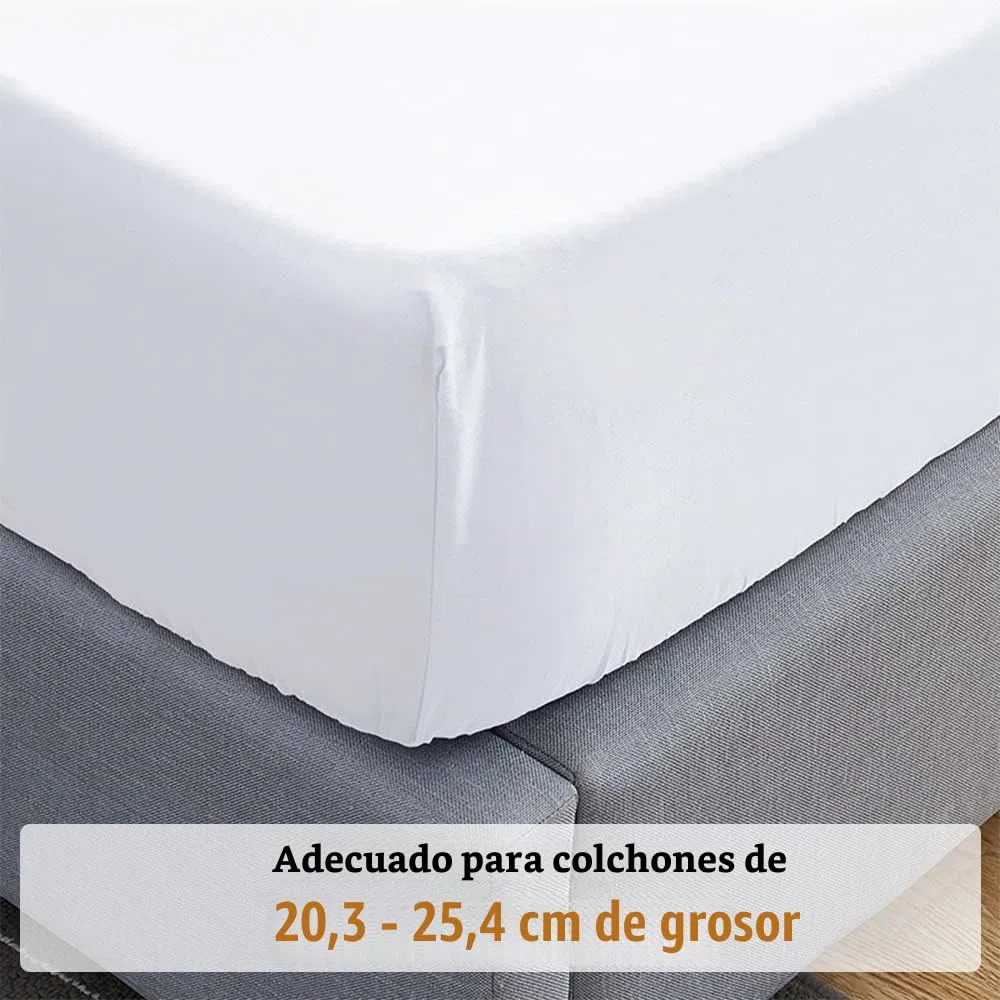 Lirex Sábana Bajera, 150 x 200 cm 100% Algodón 300 Hilos Sábana Bajera Suave Transpirable, Blanco