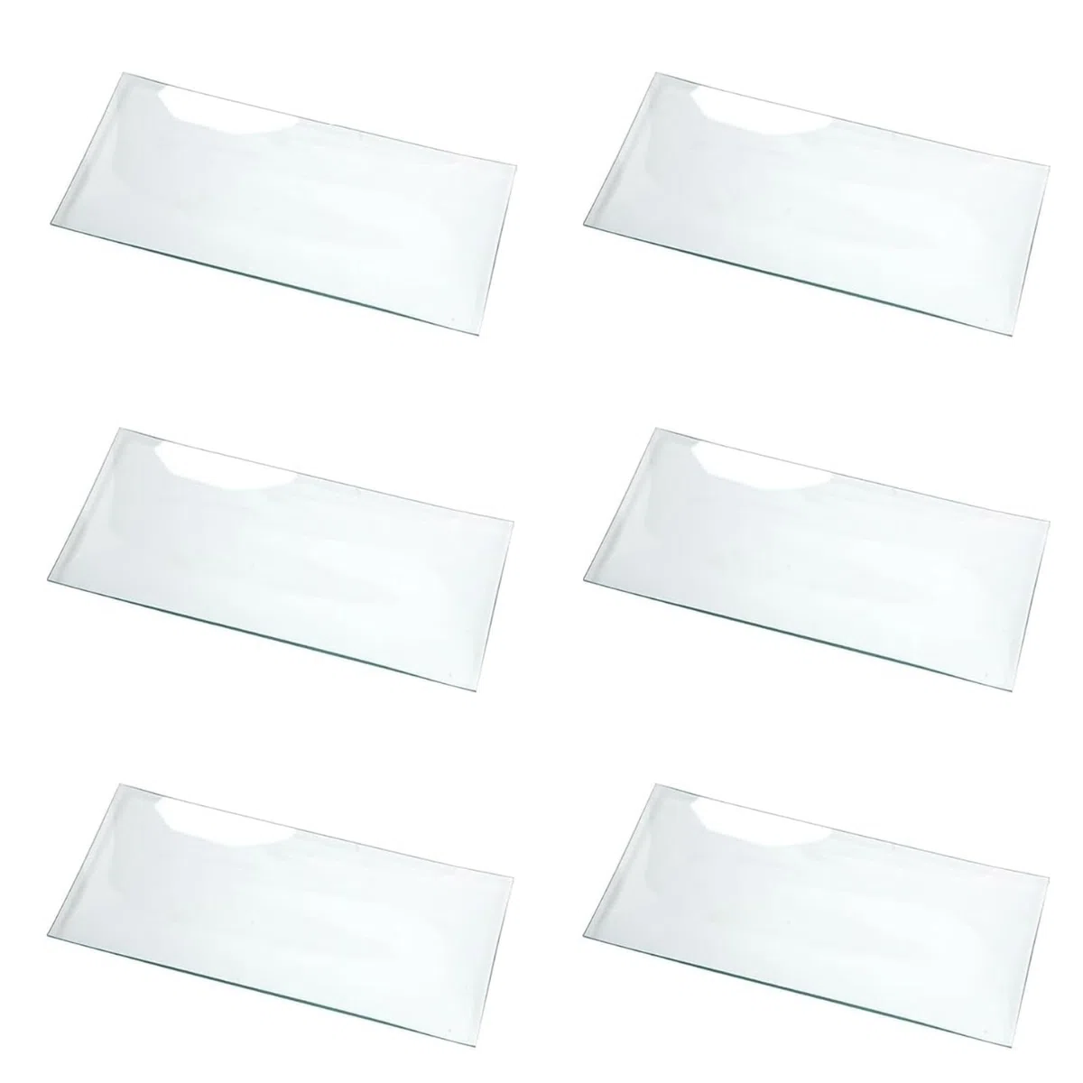 Super Mundo - 6pcs Platos Cristales Rectangulos Transparentes,Para Cocina y Comedor (13x26cm)