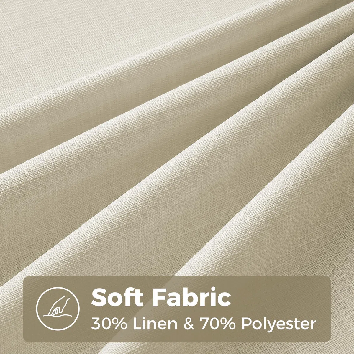 CUTEWIND Cortinas Lino Natural Salon Modernas 2 Piezas 140x240 cm, Lindas Cortinas Rusticas y Visillos Translúcidas con Ojales para Dormitorio Juvenil Comedor Habitacion, Beige
