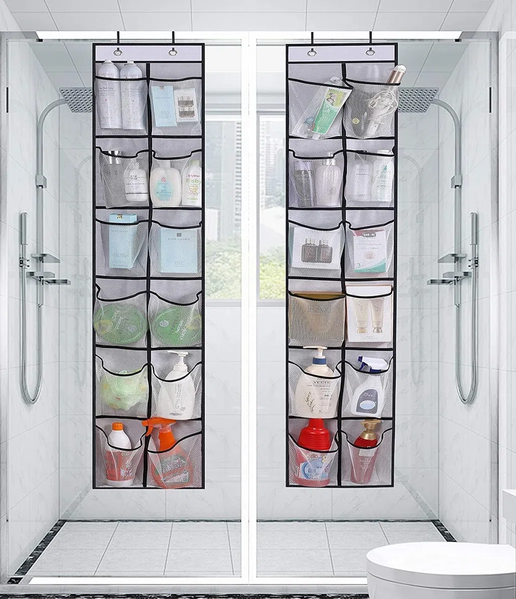 MISSLO Organizador de zapatos para colgar sobre la puerta, 12 bolsillos grandes de malla para colgar zapatos para armario estrecho, dormitorio, baño, organizador con percha, 2 paquetes