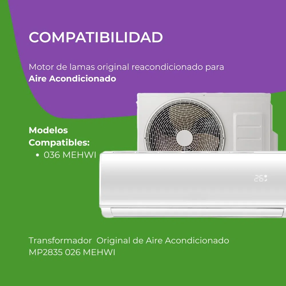 Motor de Lamas Aire Acondicionado MP2835 12V DC - Pieza de Repuesto Original Reacondicionada - Movimiento Automático y Silencioso - Fácil Instalar - Garantía 1 Año