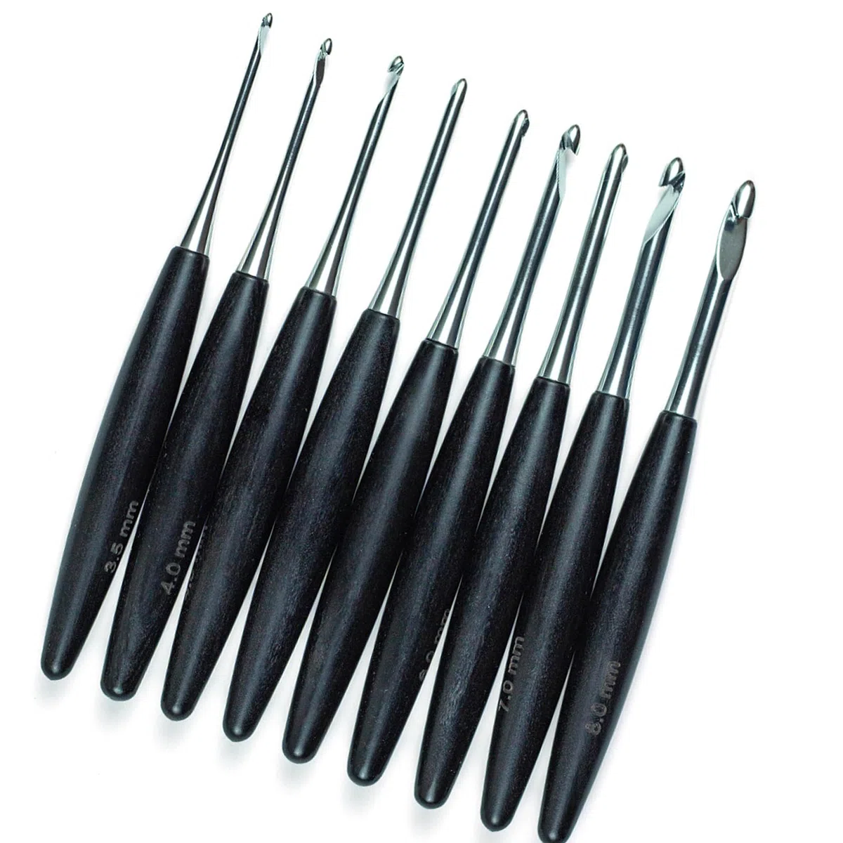 9 Agujas de Ganchillo con de Madera con Estuche de Almacenamiento, Agarre ergonómico, Aguja de Ganchillo de Aluminio de 3, 5 a 8, 0 mm para Tejer Sujetadores Hechos a Mano
