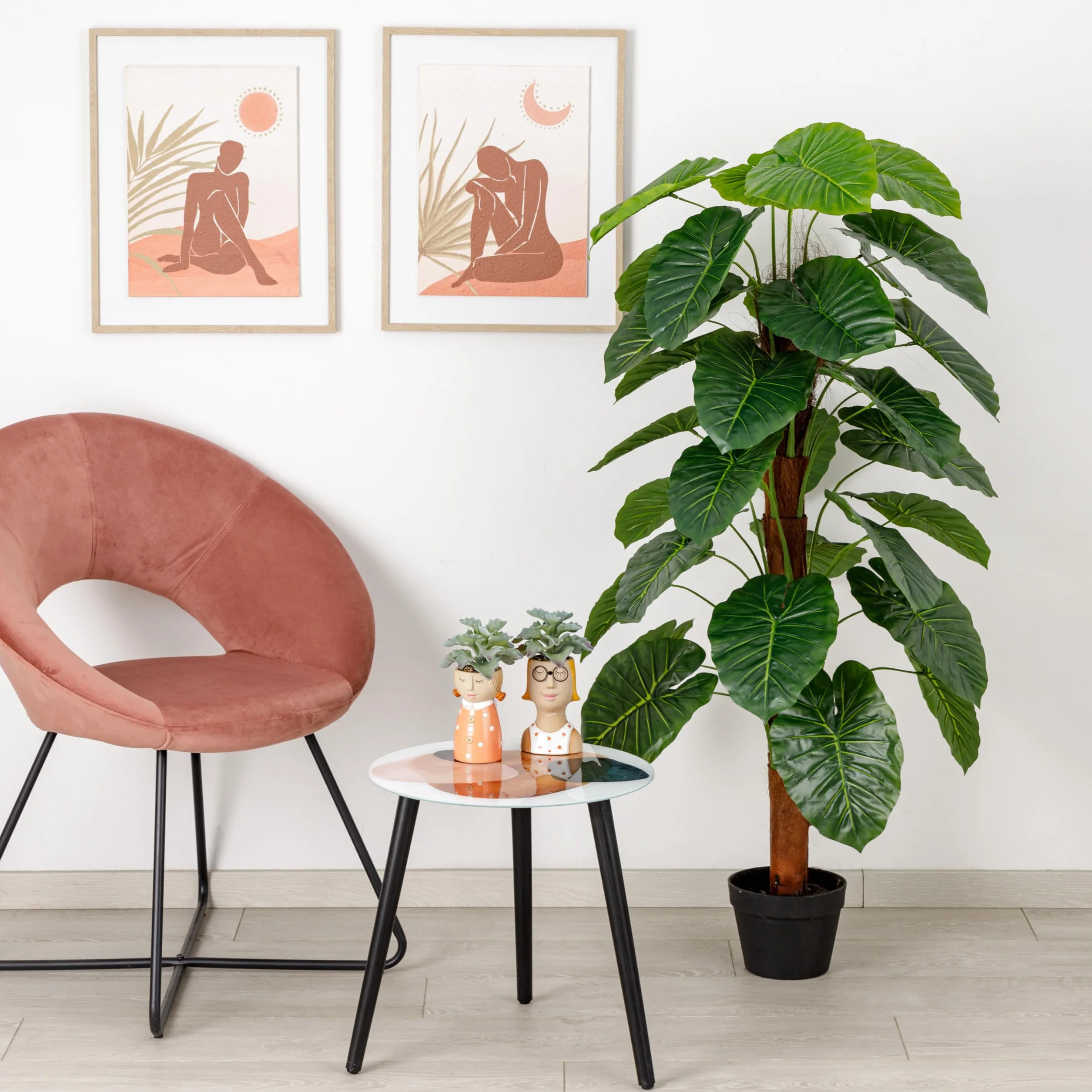 Baroni Home Planta Artificial de Interior y Exterior, Planta Decorativa de Alocasia de Imitación para Salón, Dormitorio, Cocina, 130 cm de Altura